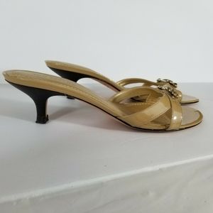 ANN TAYLOR Tan Kitten Heel Slides 6 1/2 M